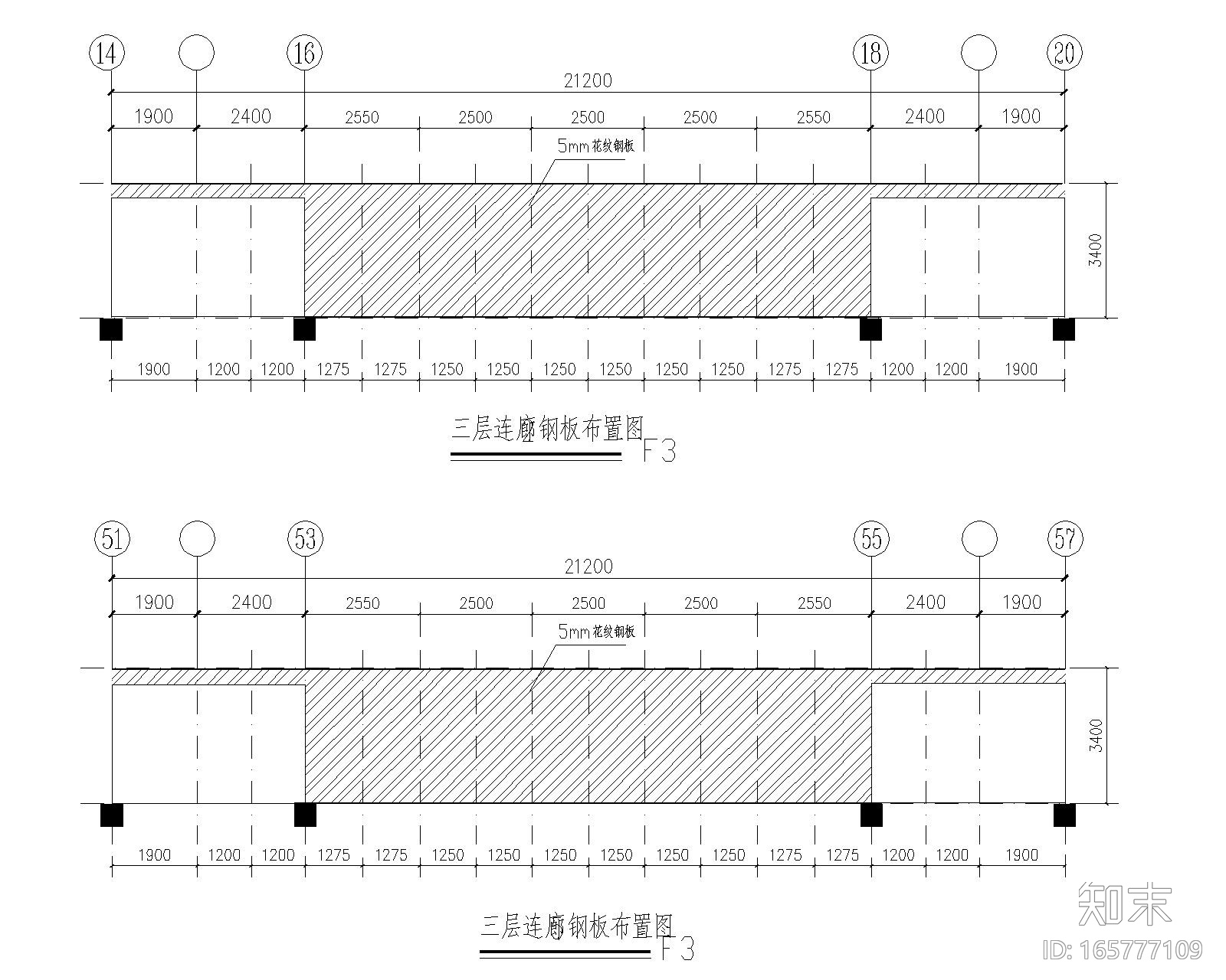 某钢结构连廊含圆环造型结构施工图cad施工图下载【ID:165777109】