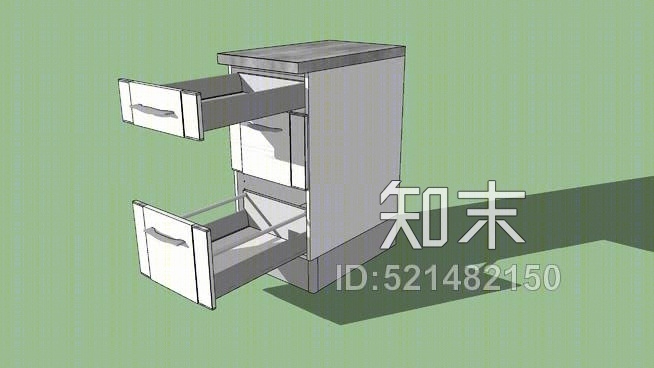 厨房柜1抽屉2低范围锅“银”拉佩雷SU模型下载【ID:521482150】