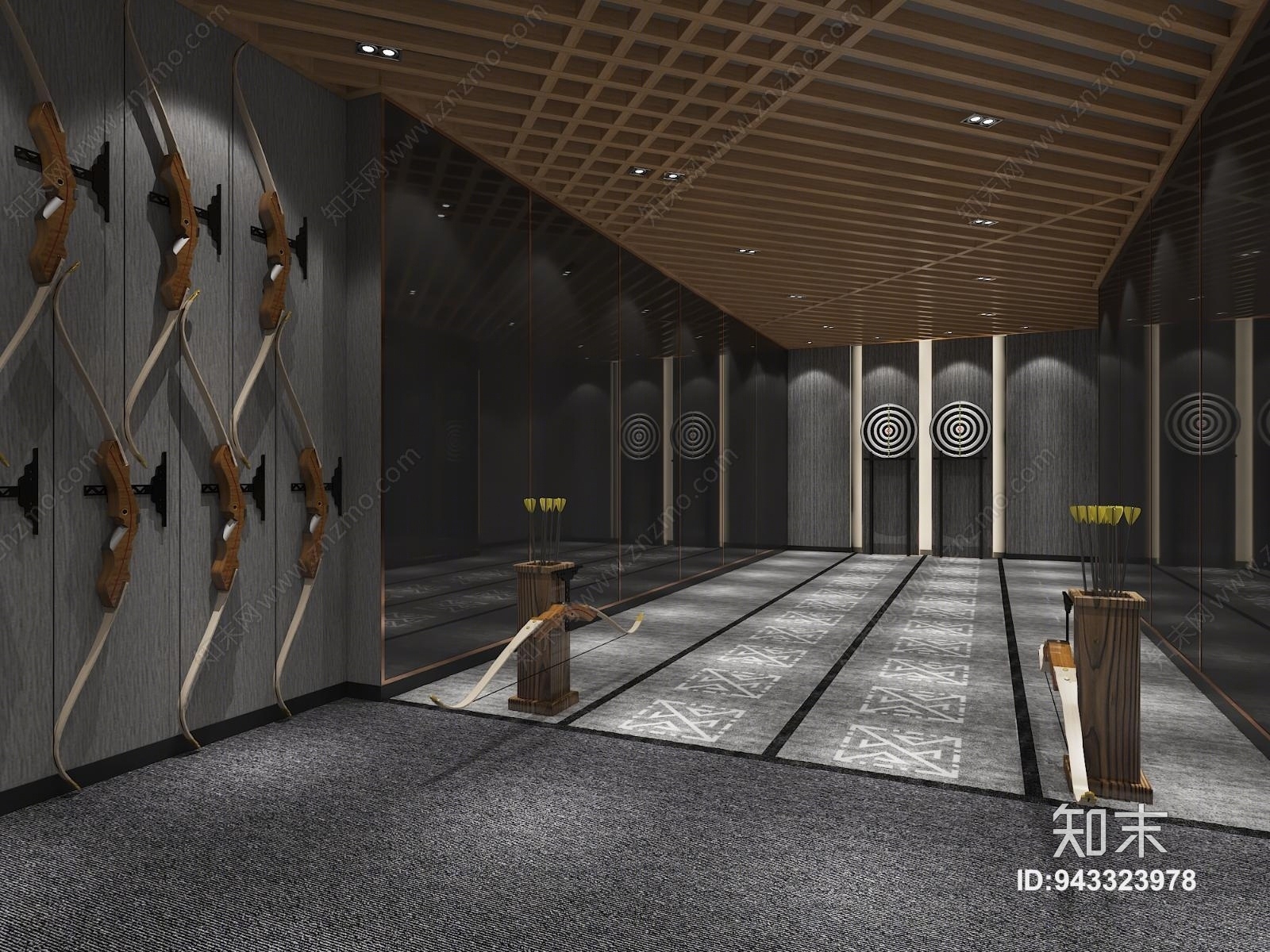 现代射箭馆3D模型下载【ID:943323978】