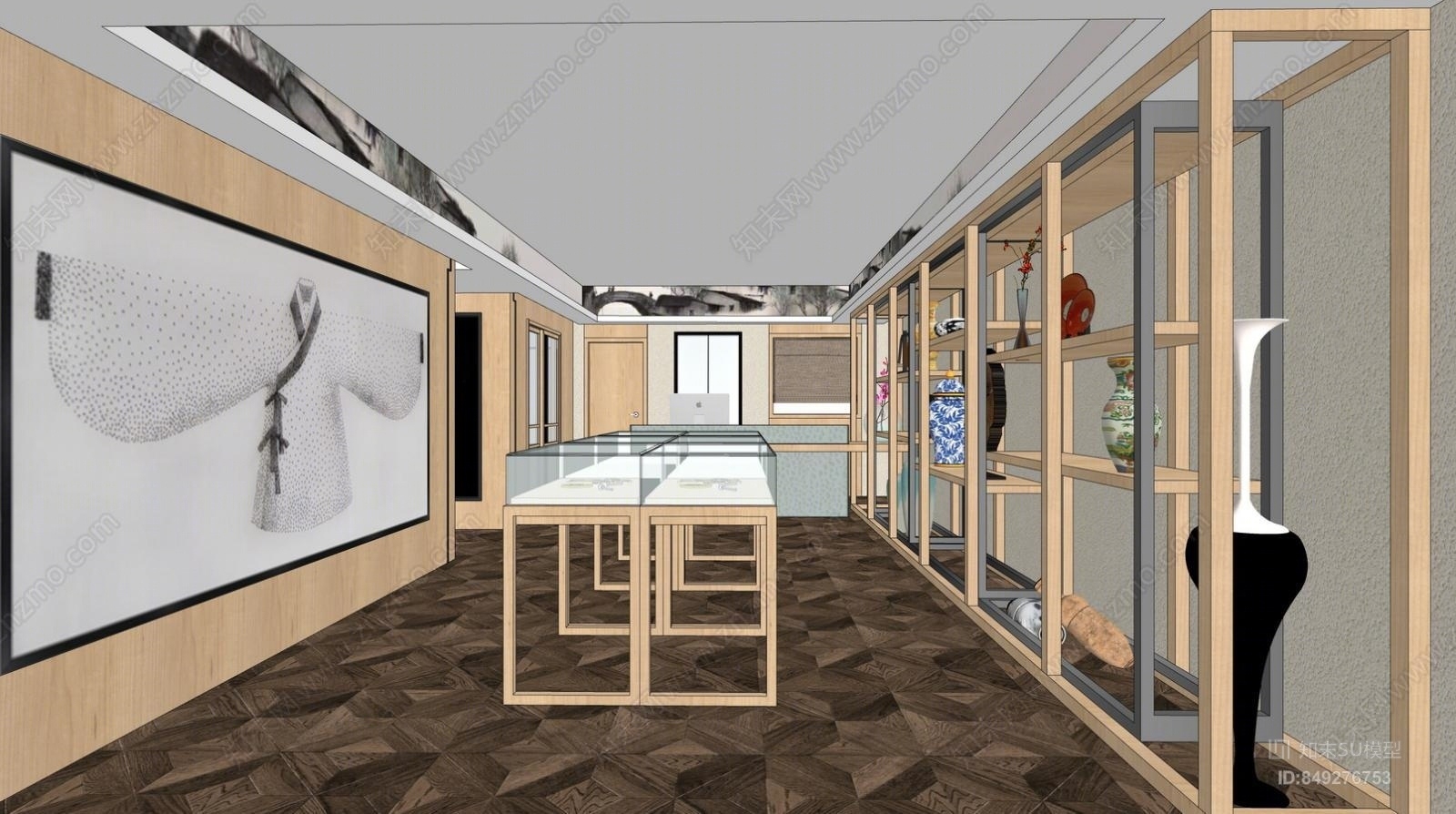 现代风格珠宝首饰展厅SU模型下载【ID:849276753】