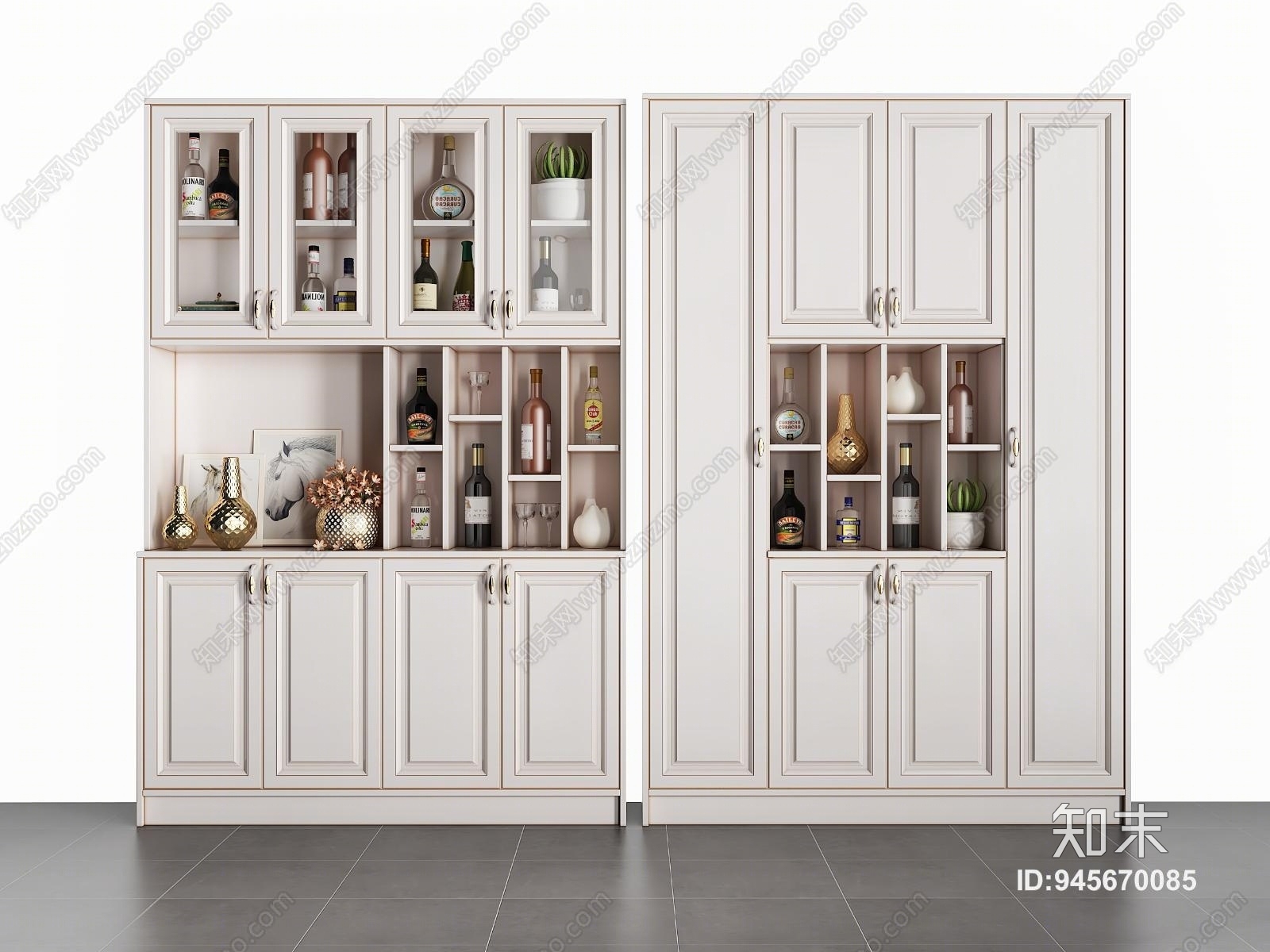 现代酒柜多功能隔断柜3D模型下载【ID:945670085】