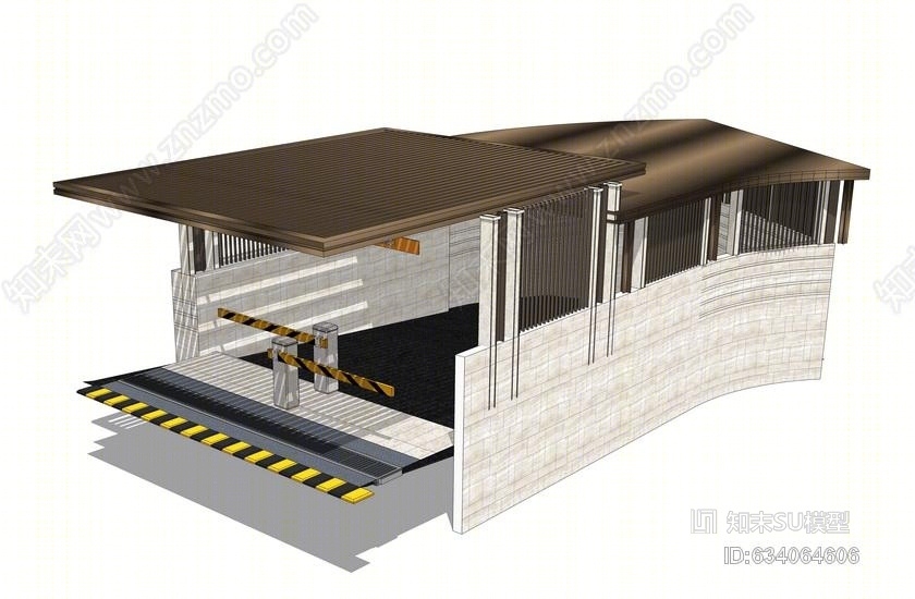 地下车库出入口SU模型下载【ID:634064606】