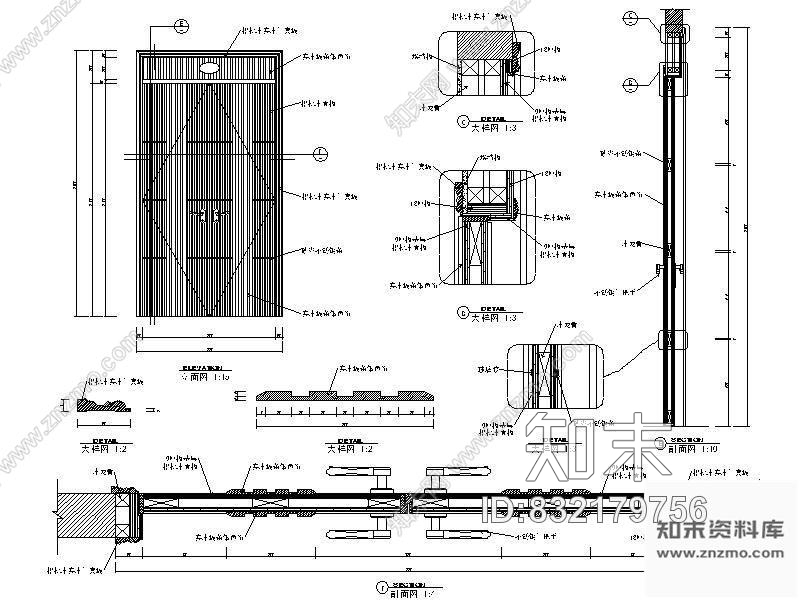 图块/节点双开装饰木门详图cad施工图下载【ID:832179756】