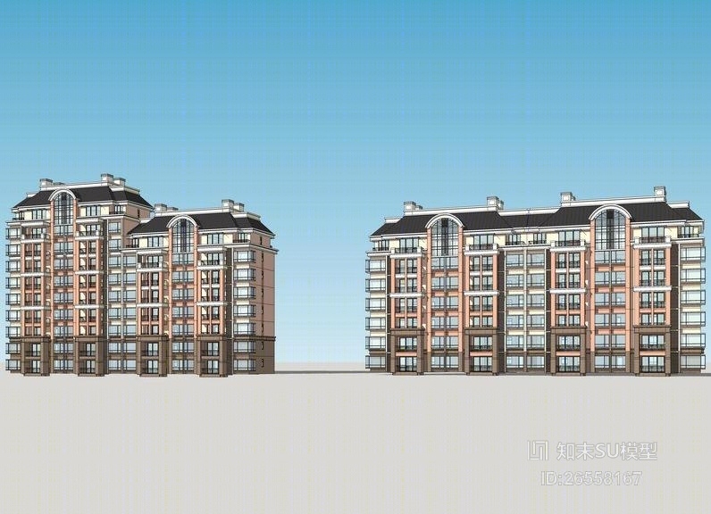 法式多层住宅SU模型下载【ID:26558167】