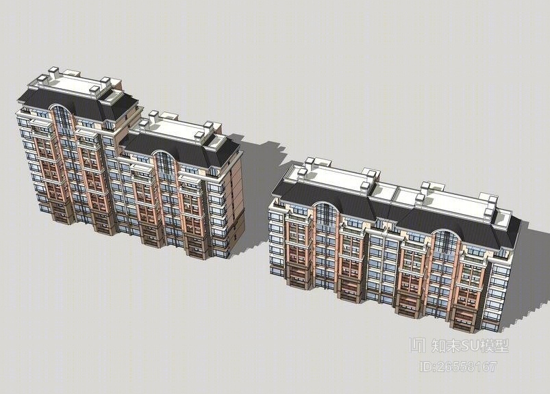 法式多层住宅SU模型下载【ID:26558167】