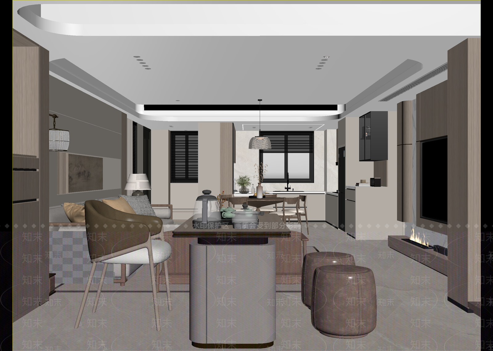 现代客餐厅3D模型下载【ID:1215099828】