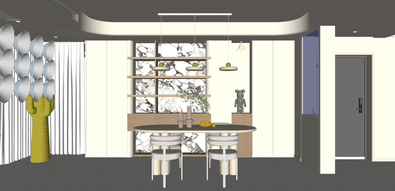 现代家居餐厅SU模型下载【ID:1215991126】