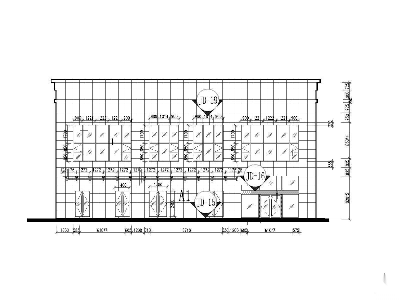 [武汉]某商住楼裙楼明框玻璃幕墙建筑施工图施工图下载【ID:165394192】