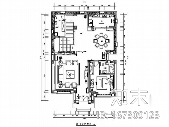 [山西]精致典雅中式风情三层别墅室内装饰施工图（含效果...cad施工图下载【ID:167309123】