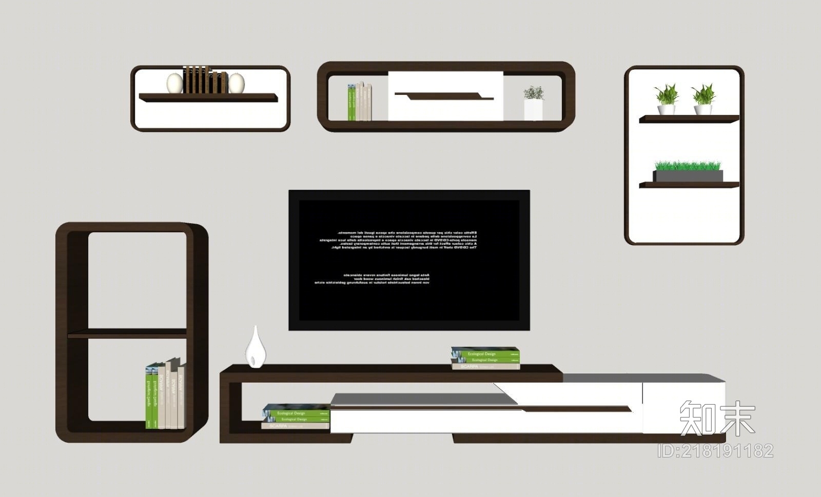 电视柜SU模型下载【ID:218191182】
