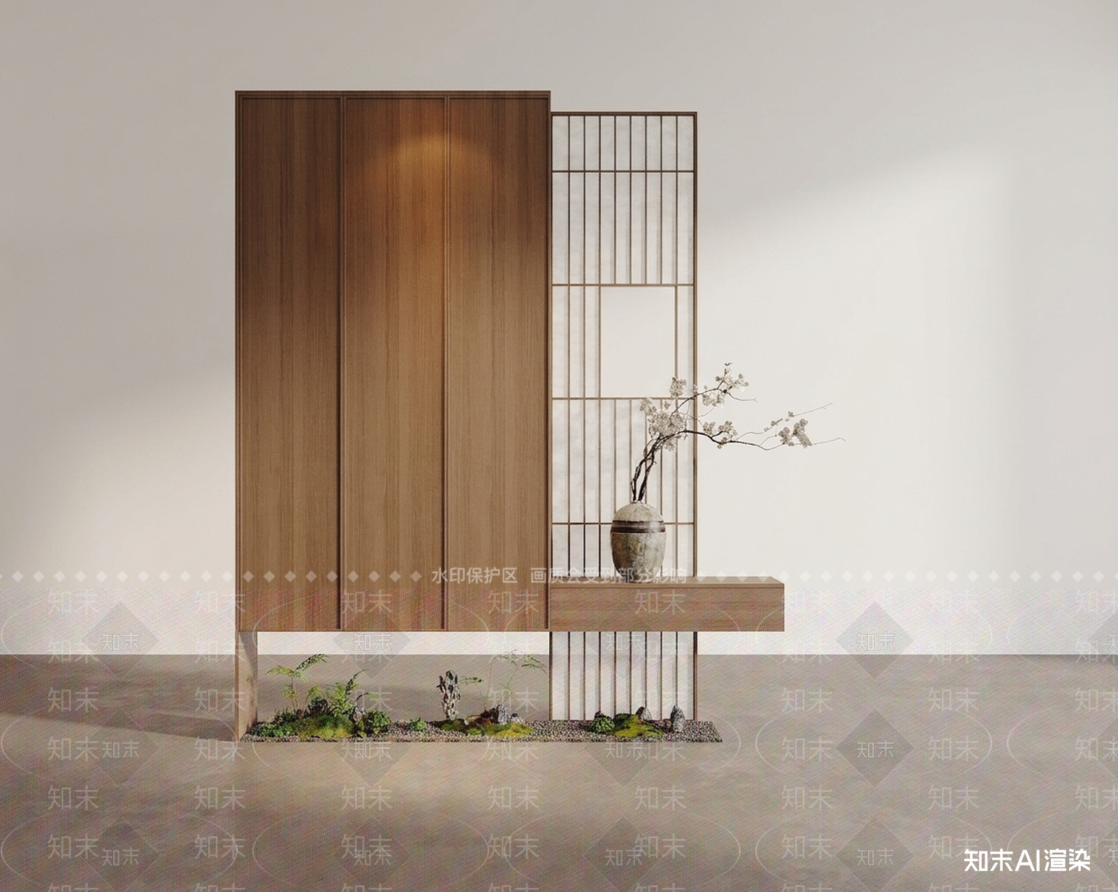 木质隔断柜体玄关柜3D模型下载【ID:1227559564】