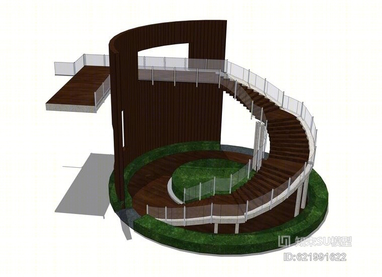 旋转楼梯SU模型下载【ID:621991622】