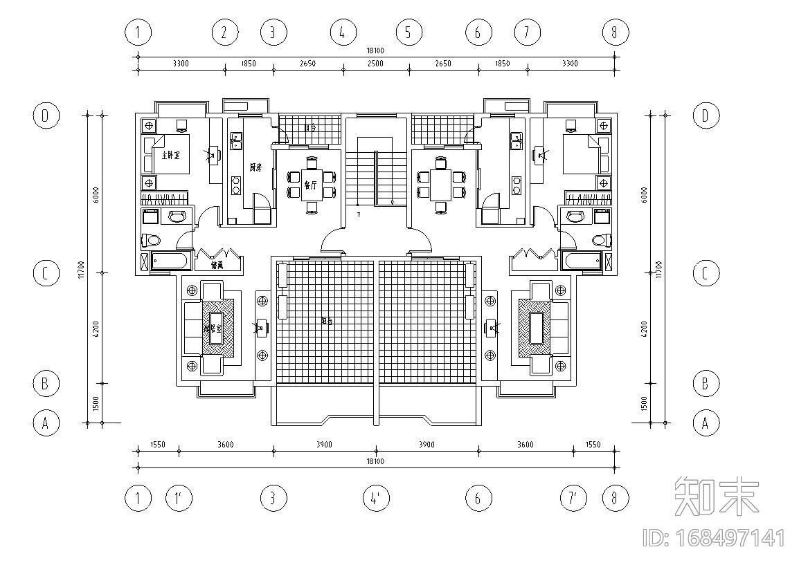 经典多层住宅楼户型设计图施工图下载【ID:168497141】