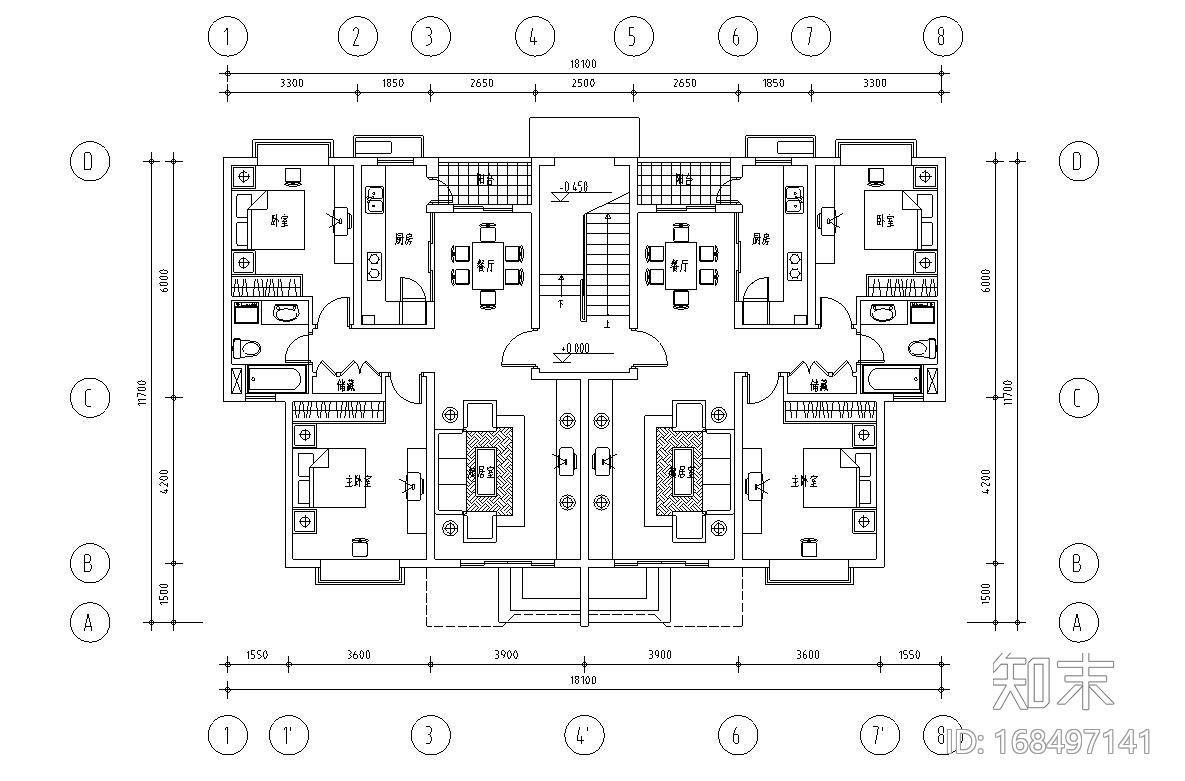 经典多层住宅楼户型设计图施工图下载【ID:168497141】