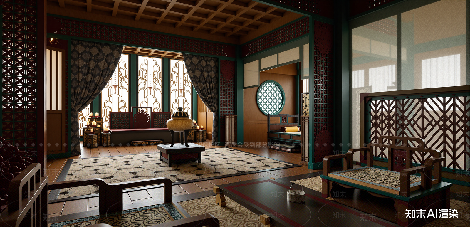 中式家居卧室SU模型下载【ID:1215940598】