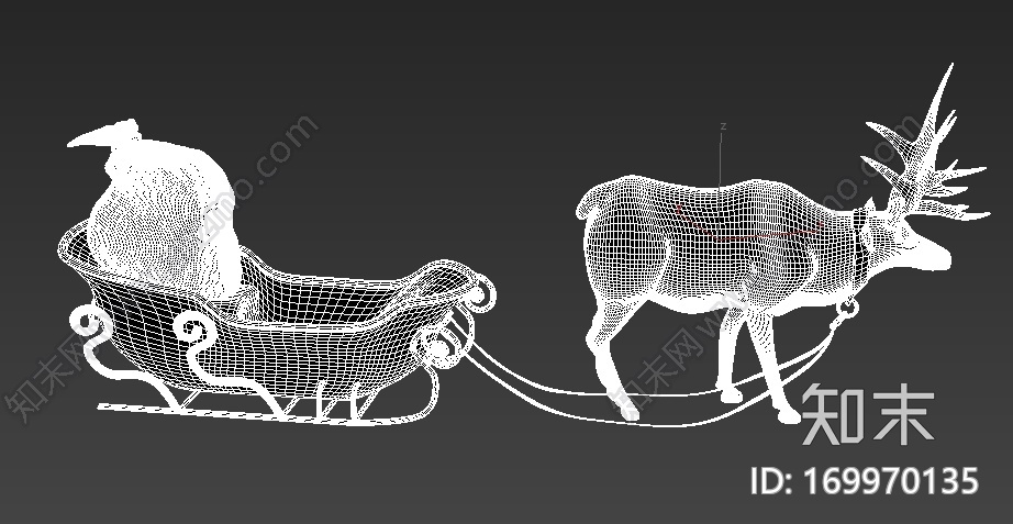 麋鹿拉着CG模型下载【ID:169970135】