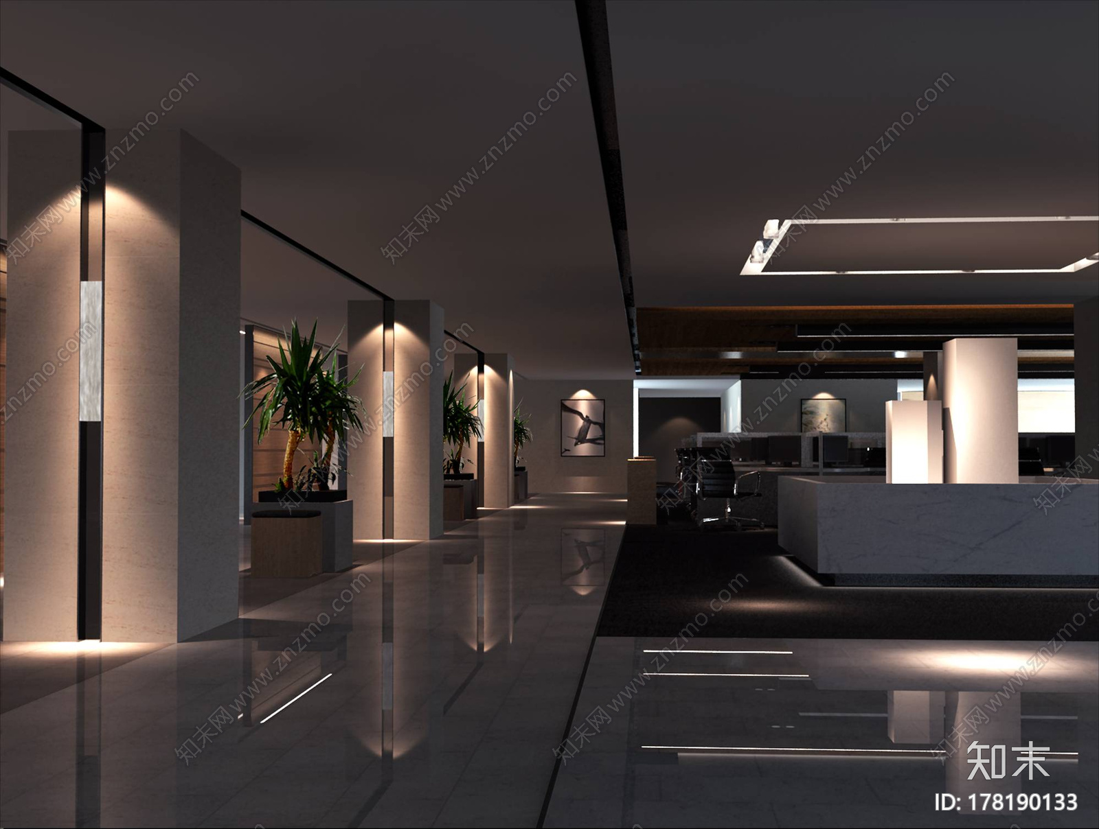 办公室施工图|CAD施工图+效果图cad施工图下载【ID:178190133】