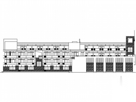 某小学四层哈佛红风格教学楼建筑图cad施工图下载【ID:166710133】