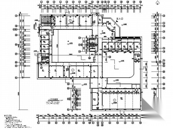 某小学四层哈佛红风格教学楼建筑图cad施工图下载【ID:166710133】