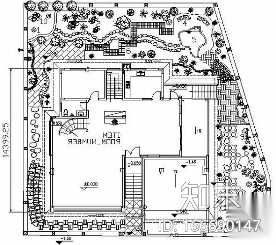 某别墅庭院景观绿化平面图施工图下载【ID:166690147】