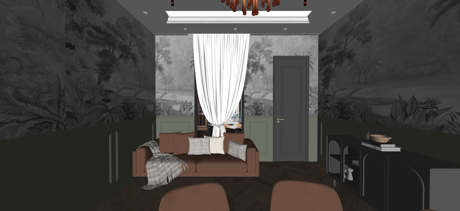 法式家居客厅SU模型下载【ID:1222224857】