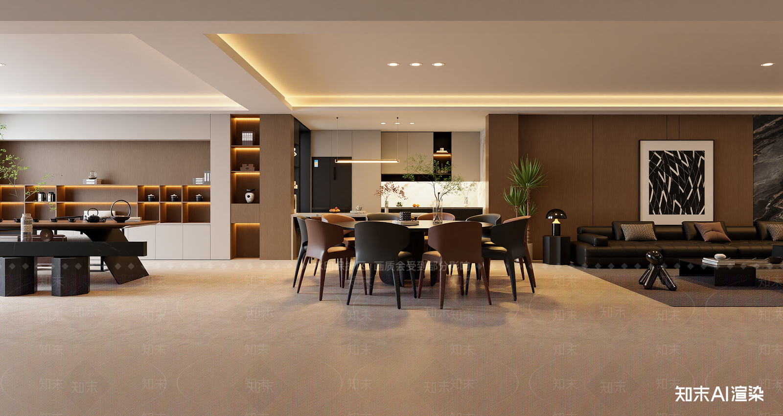 现代客餐厅3D模型下载【ID:1221926884】