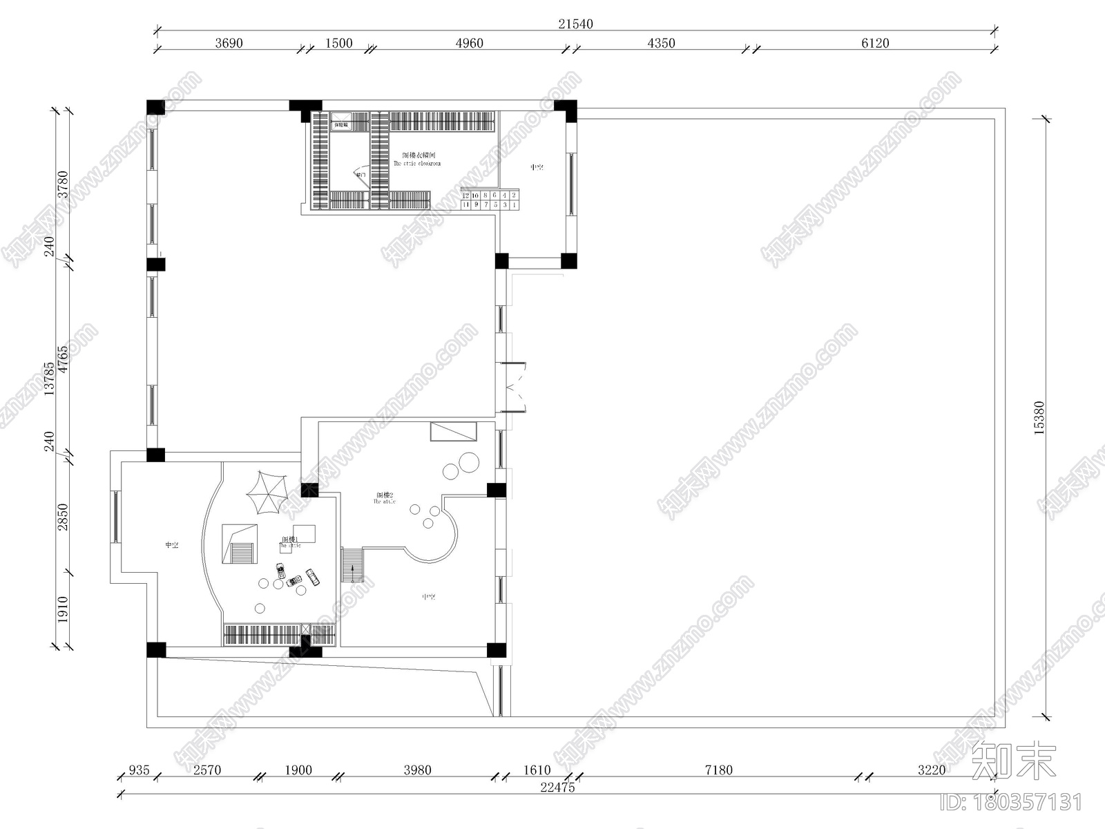 [杭州]800m²二层五居现代别墅施工图+3D模型施工图下载【ID:180357131】