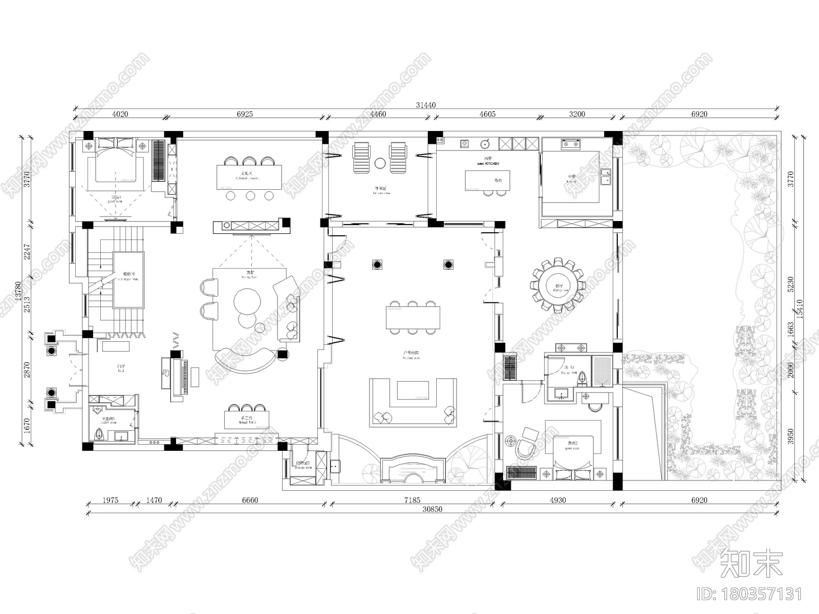 [杭州]800m²二层五居现代别墅施工图+3D模型施工图下载【ID:180357131】