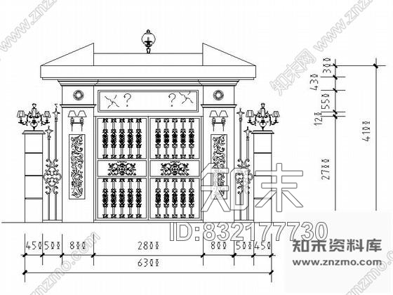 图块/节点某豪宅铁艺大门立面图cad施工图下载【ID:832177730】