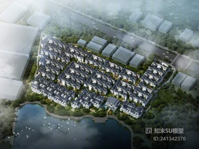 碧桂园中式合院别墅SU模型下载【ID:241342370】