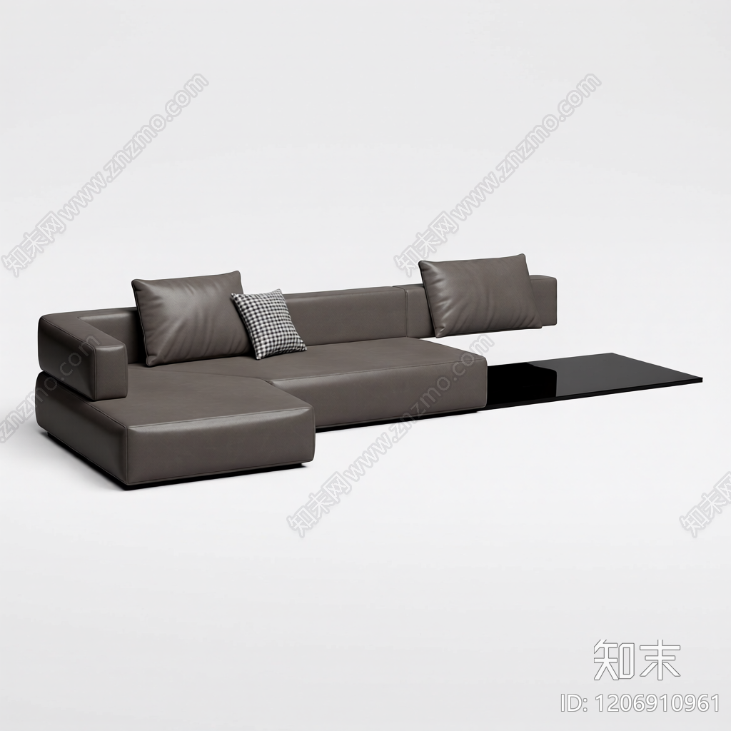 L型皮质沙发组合3D模型下载【ID:1206910961】