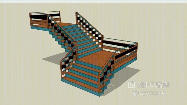 木艺楼梯SU模型下载【ID:47663900】
