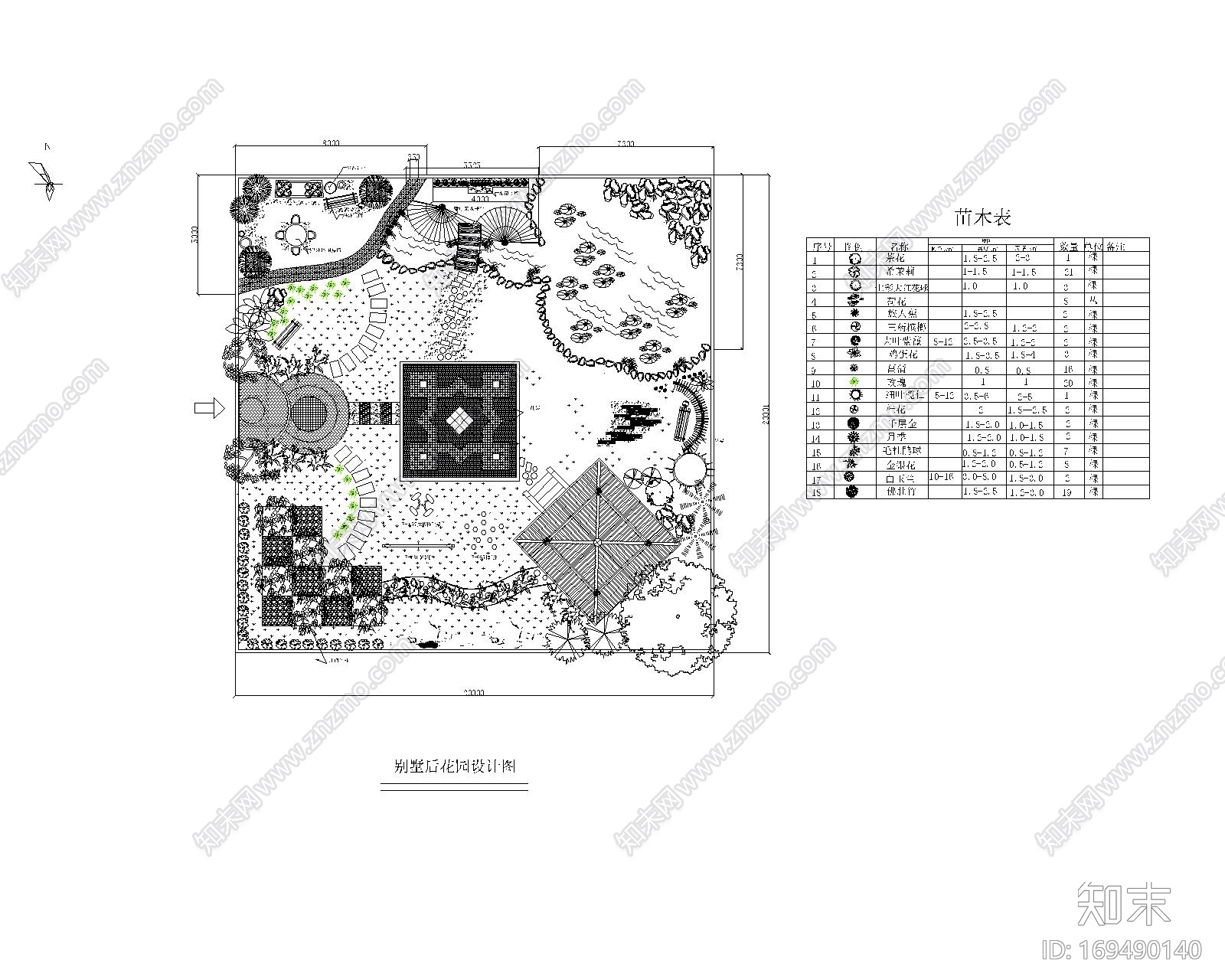 别墅庭院设计图cad施工图下载【ID:169490140】