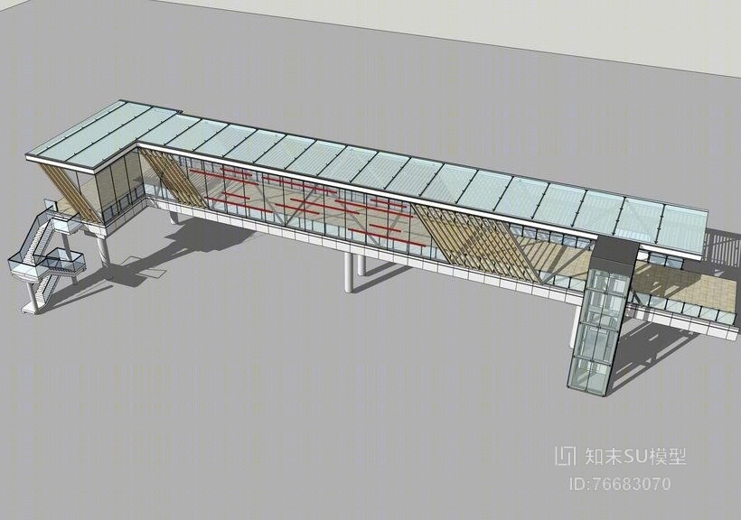 现代风格人行天桥SU模型下载【ID:76683070】