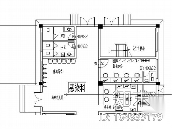 医院感染大厅室内装修图cad施工图下载【ID:164839179】