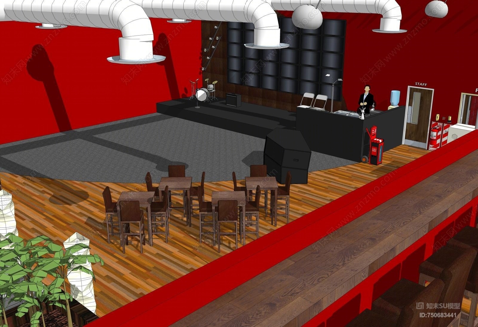 现代风格酒吧SU模型下载【ID:750683441】