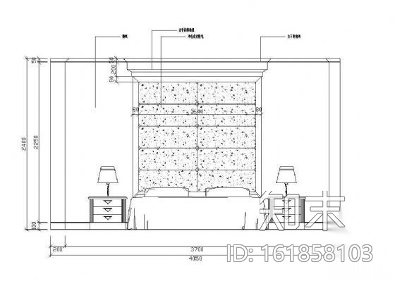 床头墙面立面图块施工图下载【ID:161858103】