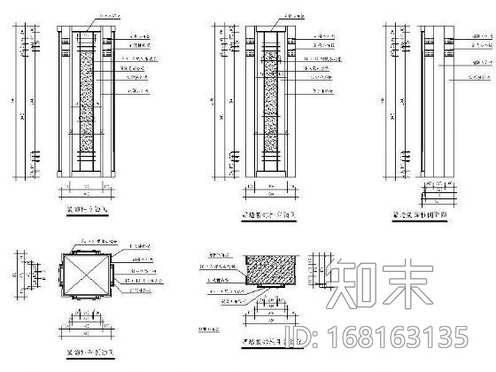 靠墙装饰柱详图cad施工图下载【ID:168163135】