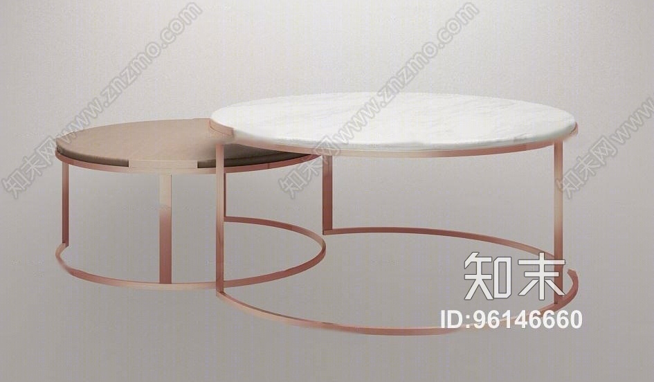 现代圆形大理石茶几3D模型下载【ID:96146660】