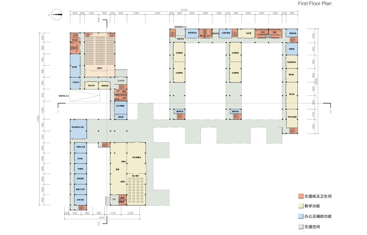 [河南]现代主义单坡屋顶36班小学建筑设计方案文本cad施工图下载【ID:165737128】