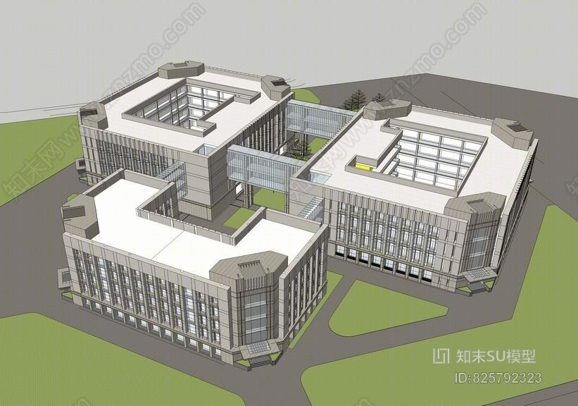 现代教学楼SU模型下载【ID:825792323】