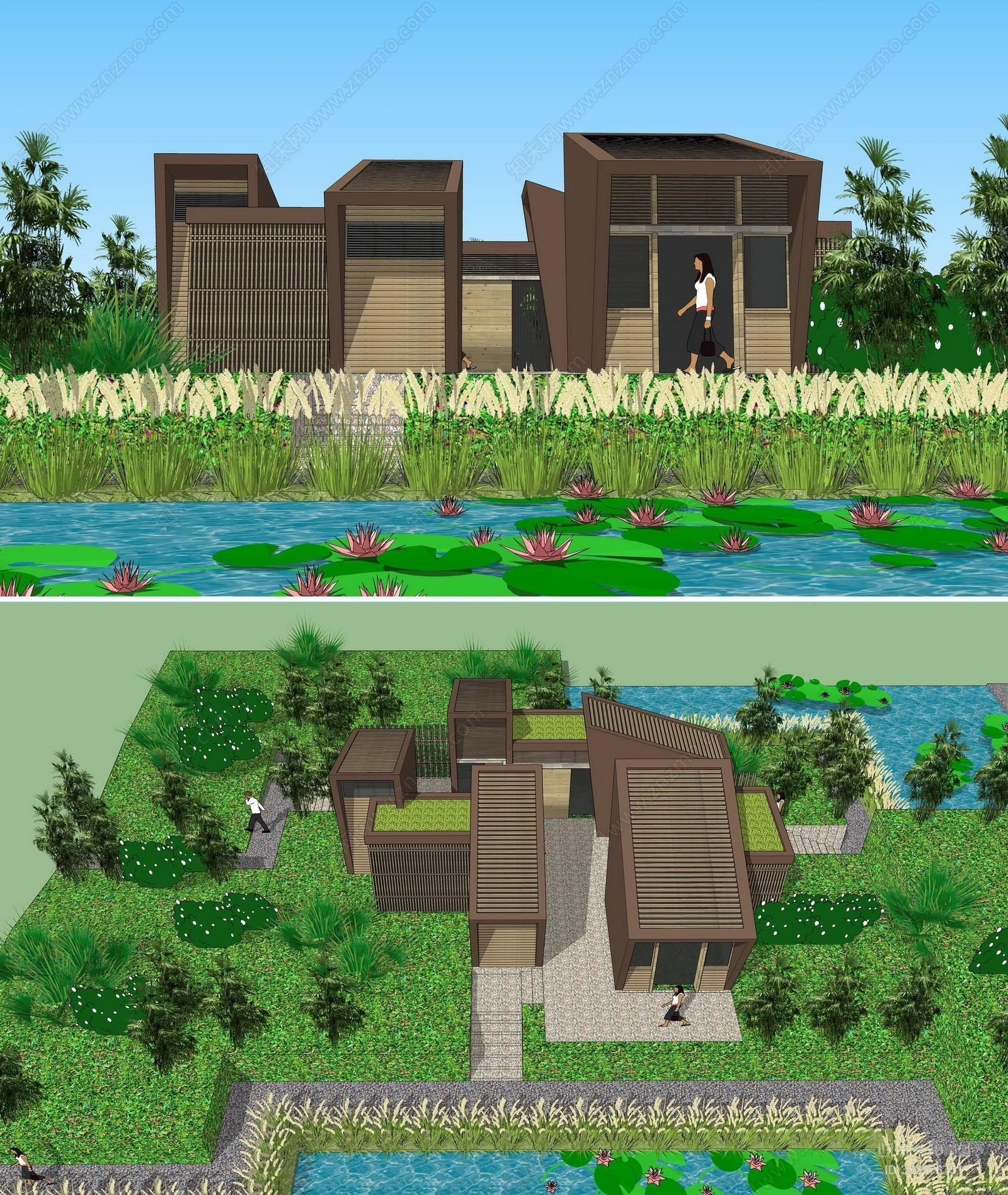 现代小公建SU模型草图