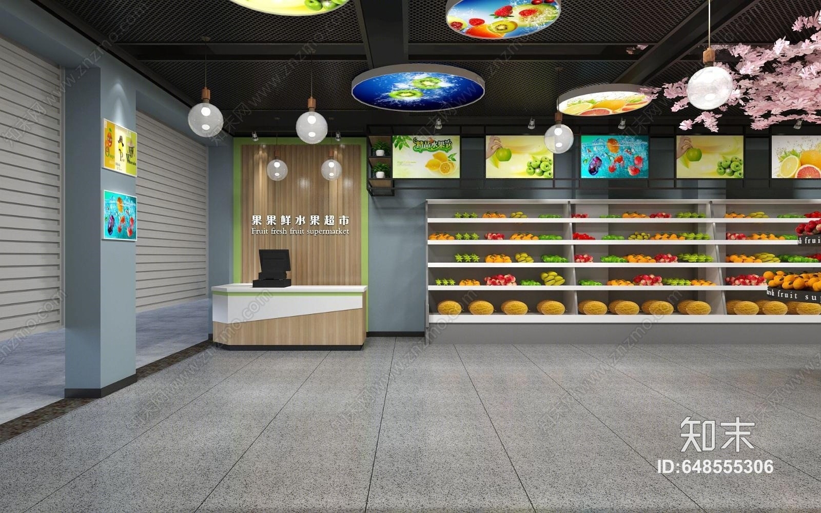 工业风格水果超市3D模型下载【ID:648555306】