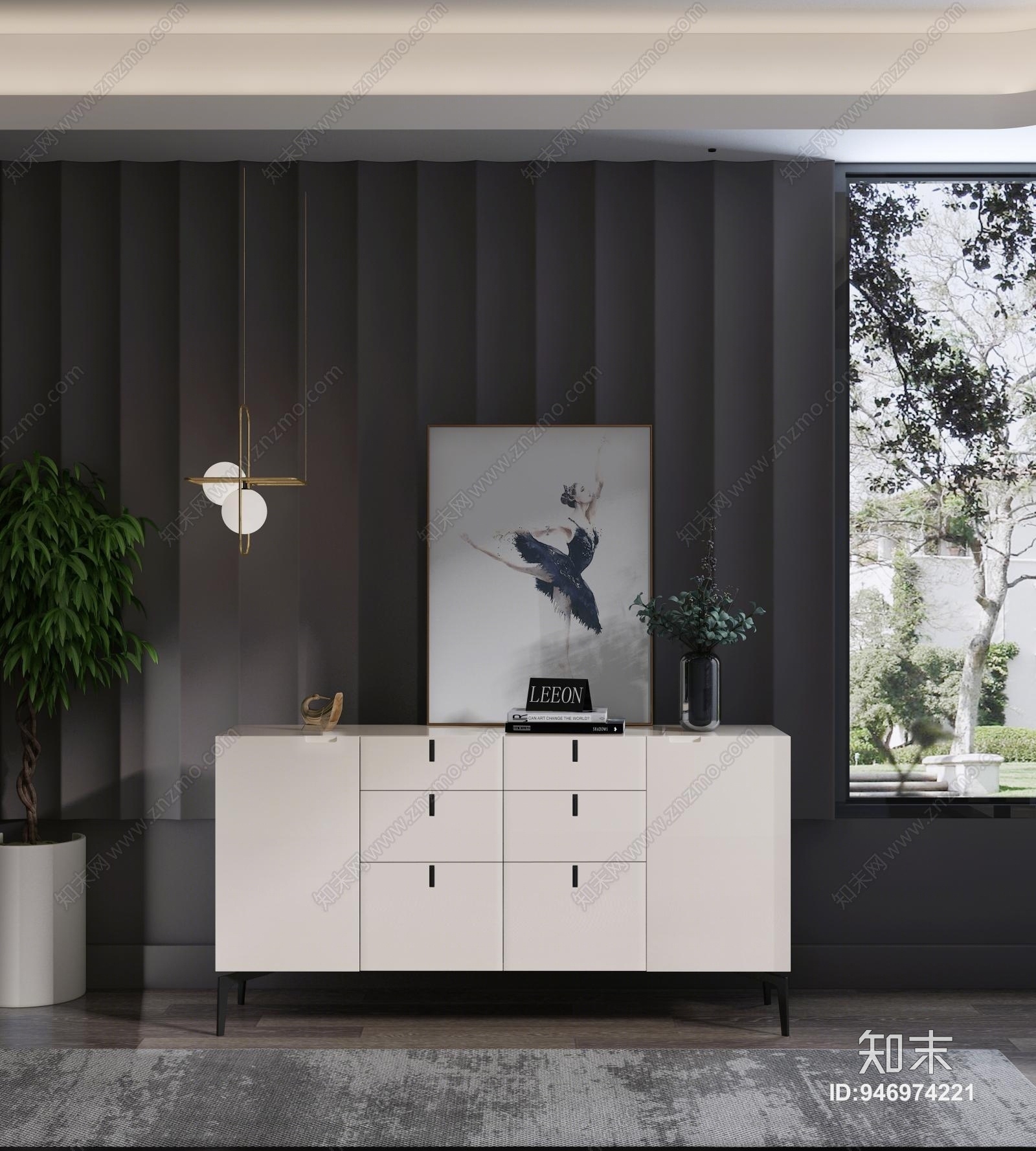 现代餐厅装饰柜3D模型下载【ID:946974221】