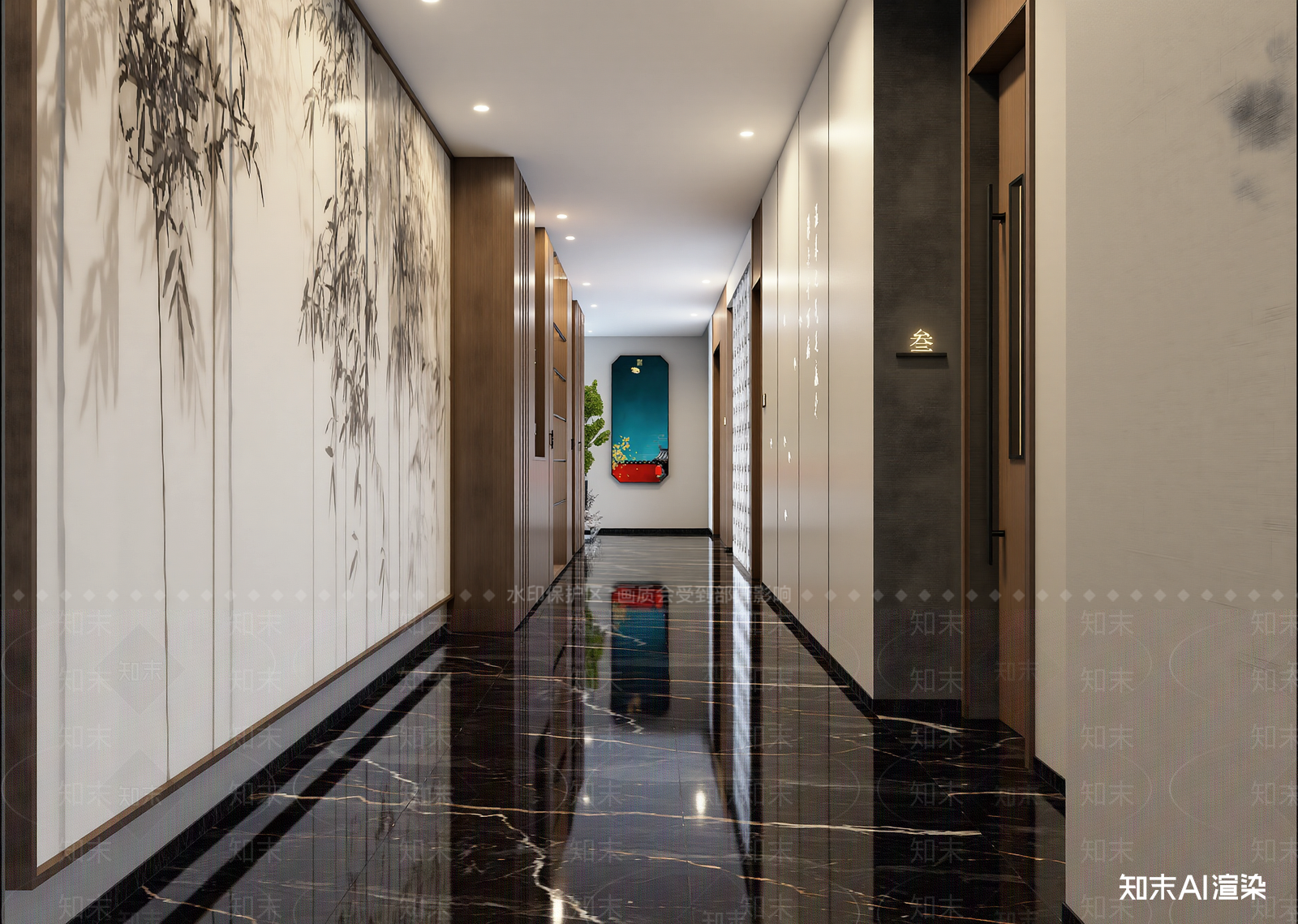 新中式酒店走廊3D模型下载【ID:1215027492】