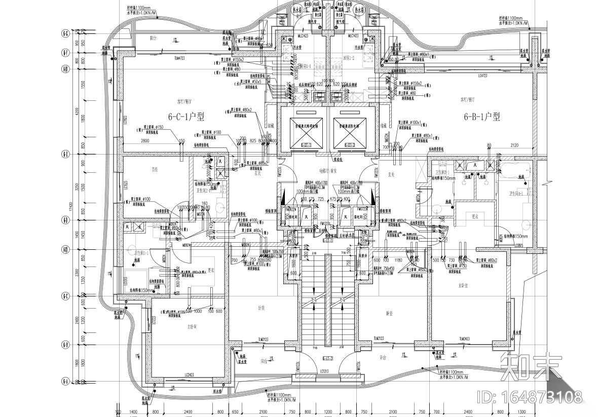 [上海]滨江金融城住宅建筑施工图设计cad施工图下载【ID:164873108】