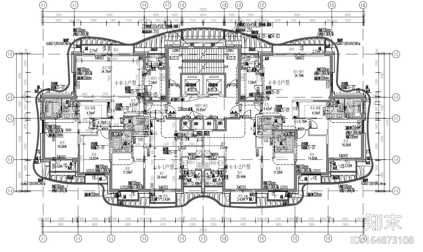 [上海]滨江金融城住宅建筑施工图设计cad施工图下载【ID:164873108】