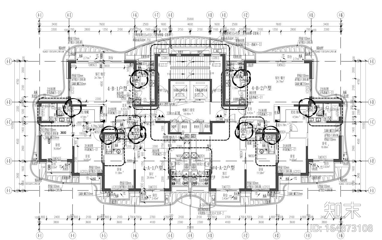 [上海]滨江金融城住宅建筑施工图设计cad施工图下载【ID:164873108】