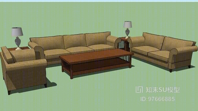 沙发茶几组合SU模型下载【ID:97666885】
