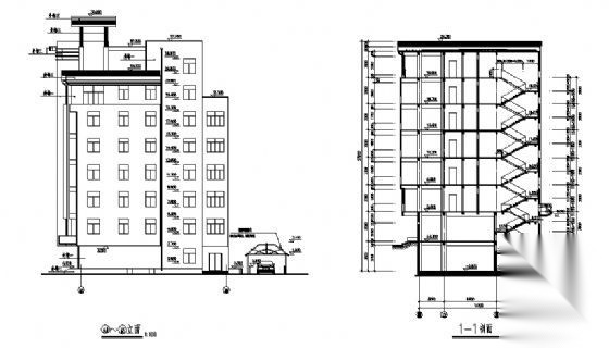 某七层旅社楼建筑方案图cad施工图下载【ID:151536167】